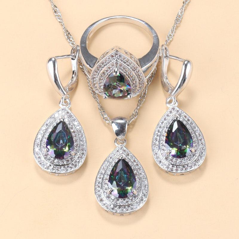 

Комплект украшений из драгоценных камней, подвеска, серьги, ожерелье, кольцо, женский комплект 10#