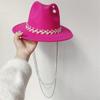 Women's Punk Straw Hat 2023 New Sun Hat Gold Chain Accessories Men's Jazz Hip Hop Summer Hat Punk Style Beach Hat Church Hat