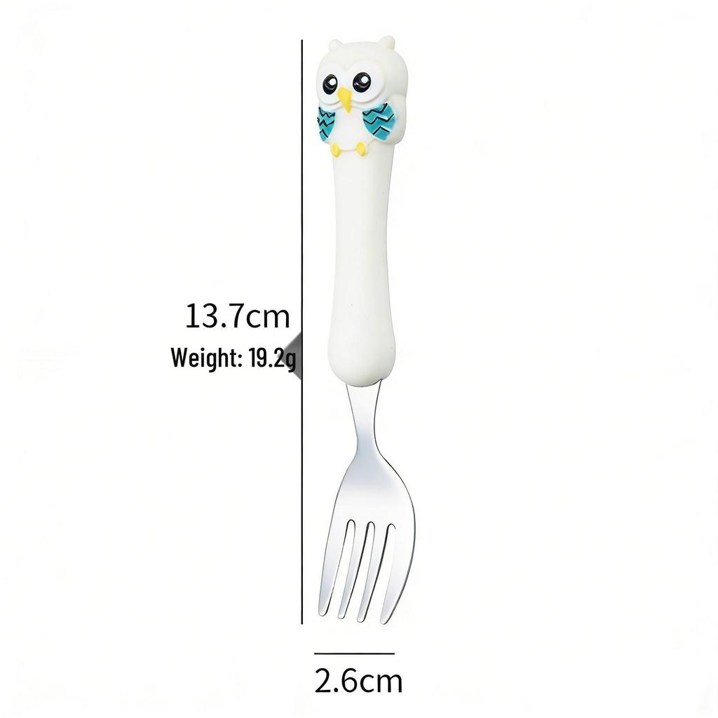 304 Stainless Steel Children's Owl Cutlery Set – Knife, Fork, Spoon for Baby Feeding