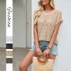 2026 New Women's Spring and Summer Knitted Sweater Cover Sleeve Hollow Top