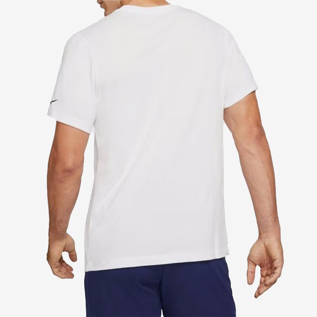 Nike Wimbledon Rafa Fan Logo Geometric Pattern Tennis Round Neck Short Sleeve T-Shirt Men Tops White DJ2583-100