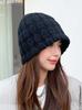 Wool hat female winter thickened warm loose face small bucket hat versatile knitted hat solid color fisherman