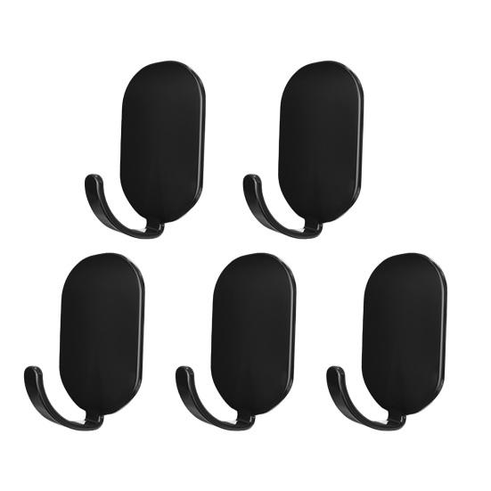 

5PCS Wall Hooks Self-Adhesive Waterproof Hooks Strong Load-Bearing Rust-Resistant Hook for Bathroom Kitchen чёрный