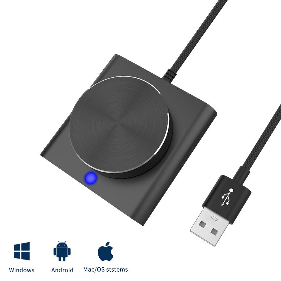 USB Volume Control Knob Multimedia Controller Knob with One Key Mute/Pause Function for PC Support Windows/Mac/IOS/Android/Linux