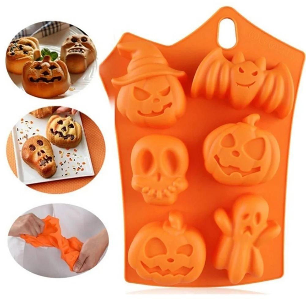 Halloween Silicone Cake Mold Pumpkin Mold Ghost Hat Skull Chocolate Food Baking Tray Mold Cookie Biscuit Cake Baking Mold