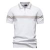 Men Striped Business Casual Polo Shirts Breathable Short Sleeve Comfort Summer Knitted Polo Men