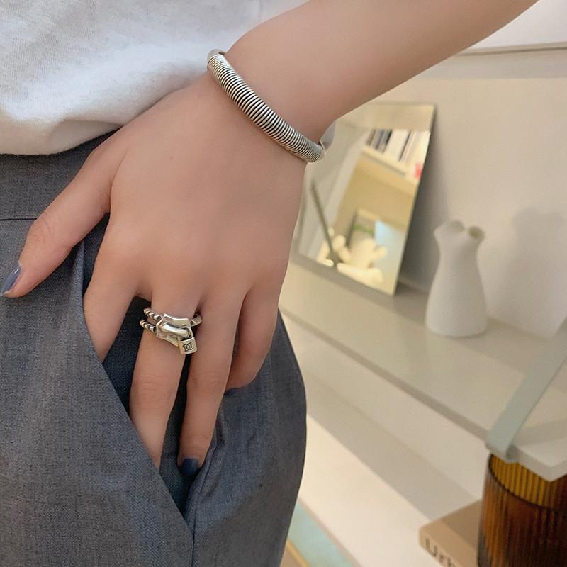 925 Sterling Silver Vintage Style Ring For Women Unique Fashionable Adjustable Design