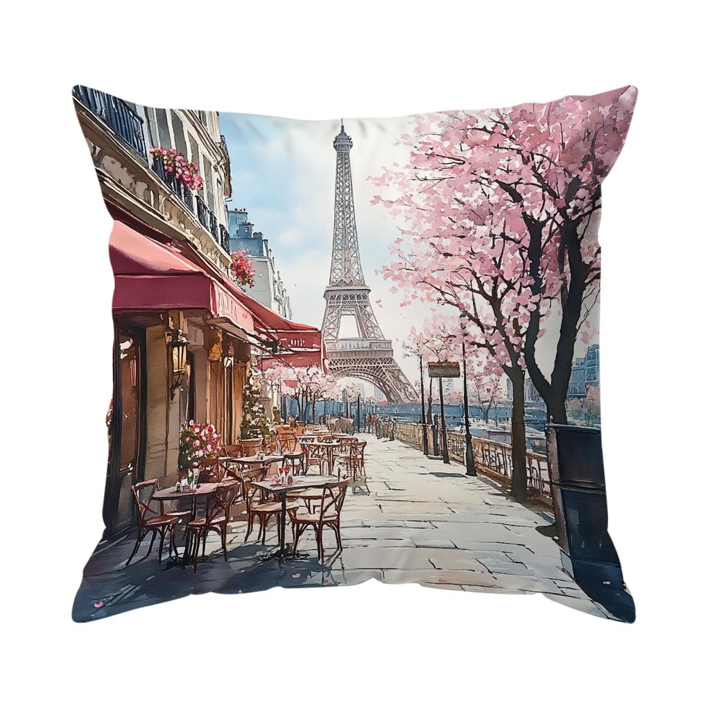 1pcs Landmark Buldings  Paris Pillowcase Square Bedroom Cushion Covers Zipper Living Soft Home Comfortable Decor 45x45cm