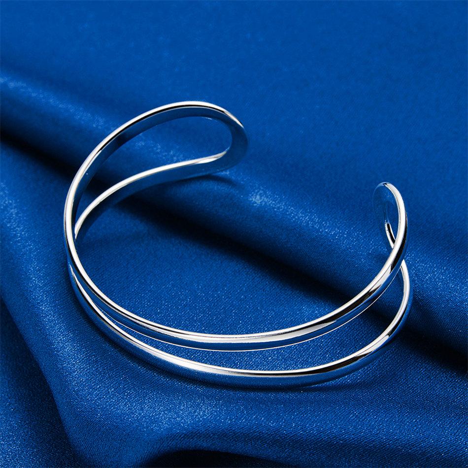 Luxurious 925 sterling silver exquisite double-layer open bracelet for women's fashion parties, wedding jewelry