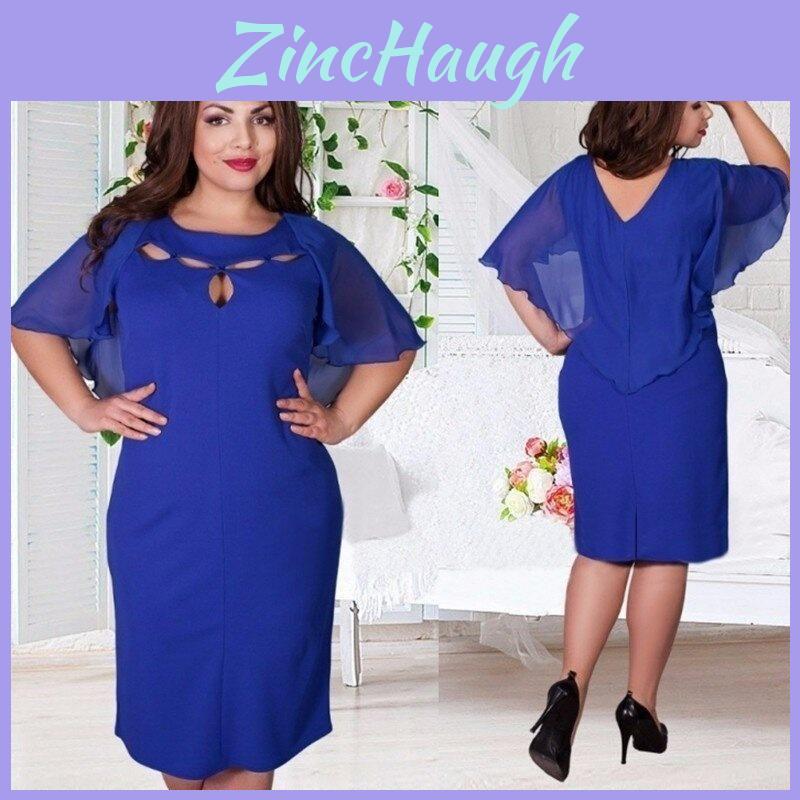 Stylish Women Hollow Out Cape Dress With Short Sleeves Clubwear Beach 6xl Large Size