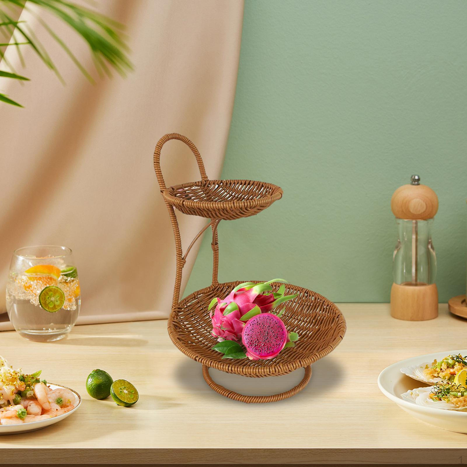 

Круглая корзина для фруктов и овощей с подставкой для хлеба, коричневая, для кухни, дома, многофункциональная, ПП 2 Layers Height 35cm