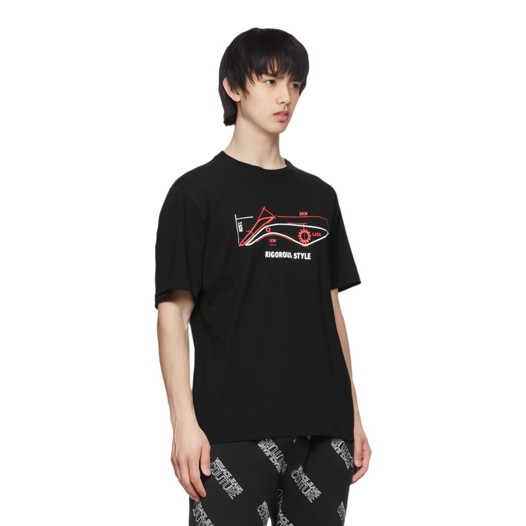 Li-Ning Seria Sportowa Moda Logo Nadruk Okrągły Dekolt Krótki Rękaw T-Shirt Męski Top Czarny Czerwony AHSR543-7