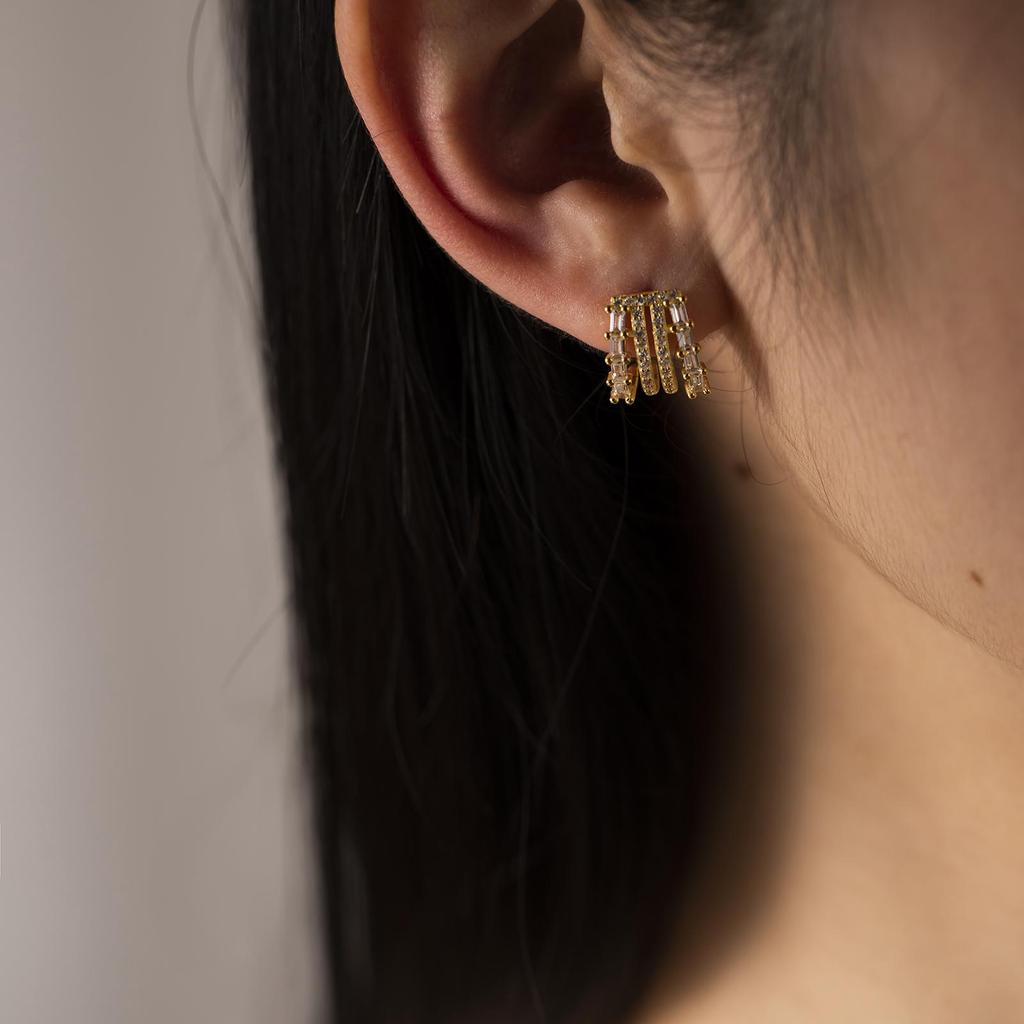 ANDYWEN 925 Sterling Silber Gold Vier Kreis Creolen Zirkon CZ Piercing Ohrring Rock Punk Clips 2023 Valentinstag Geschenk