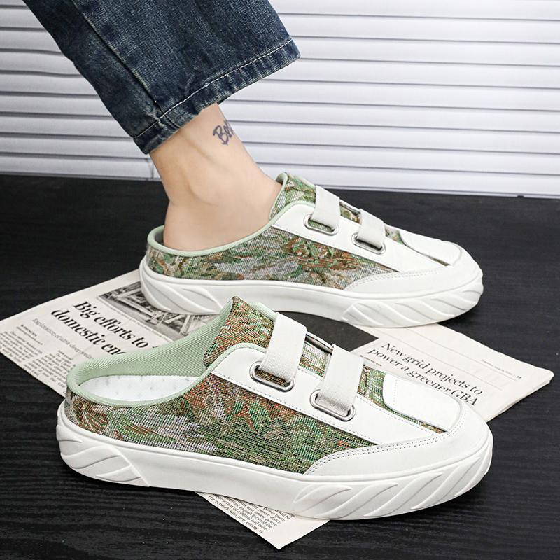 Semi-drag breathable flying woven summer burst fashion shoes men's shoes ins show board shoes