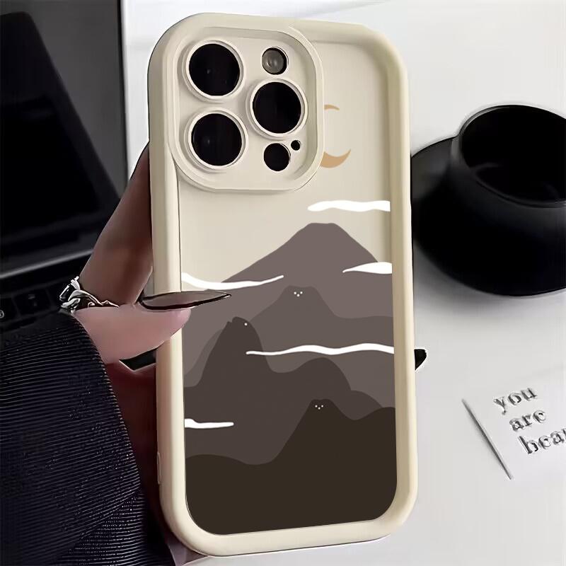 Sunset Peak Personalized phone case iphone16pro For iPhone 16 15 Pro Max 16E 14 13 12 11 16Plus Silicone Soft Shell