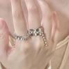 Style Ins Chic Copper Ring Set With Shimmering Tassel Chains Perfect For Girls Trendy