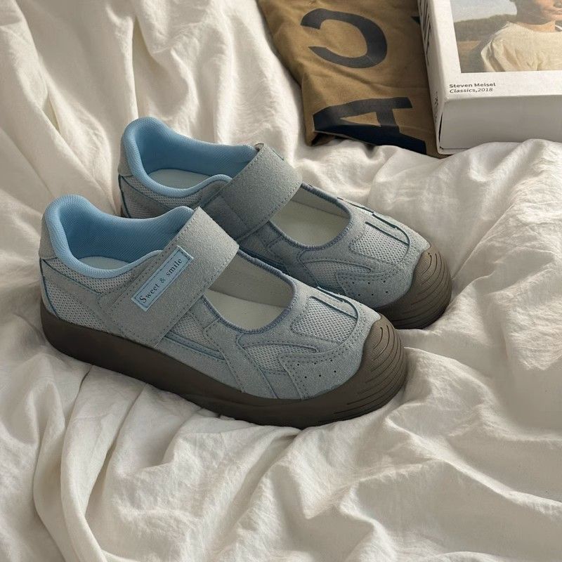 

Туфли Мэри Джейн женские новые летние дышащие сетчатые туфли женские туфли нишевые универсальные повседневные туфли 40 небесно-голубой