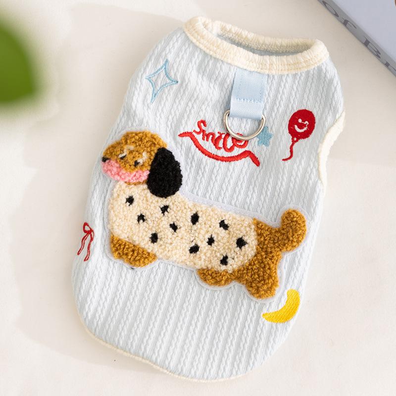 

Dog clothes Spring and summer new cute dachshund dog vest with traction buckle Teddy Bigbear small dog pet clothes XS (recommended weight 1-1.5kg)