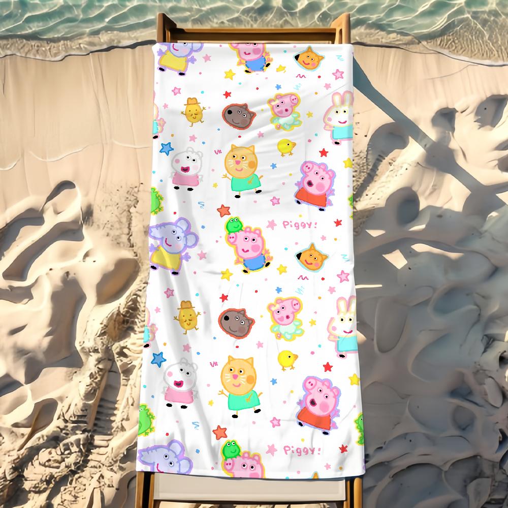Cartoon P-Peppa Towel P-Pig Beach Towel Travel Lightweight Skin Friendly for Pool Beach Camping Cruise Summer
