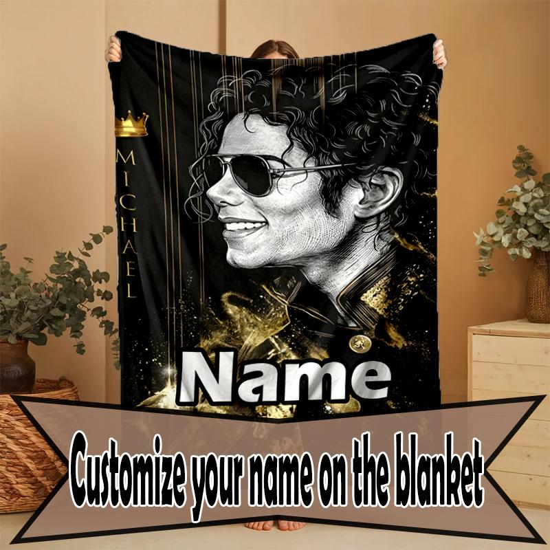Custom Name Personalized Michael Jackson Print Blanket, Home Decor, Bedroom, Sofa, Camping, Couch, Gifts for Birthday Christmas