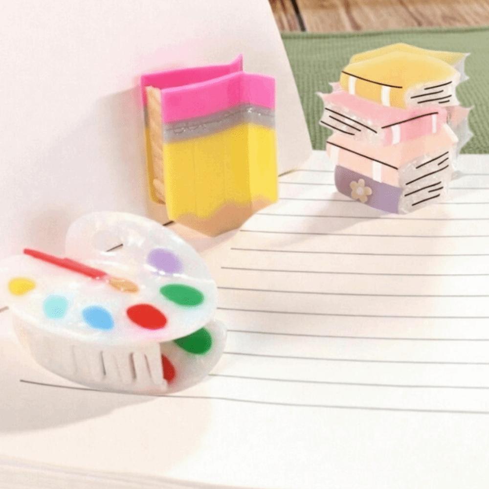 Funny Book Hair Claw Cute Geometry Acetate Hair Clip Pencil Hair Barrettes  Back To School