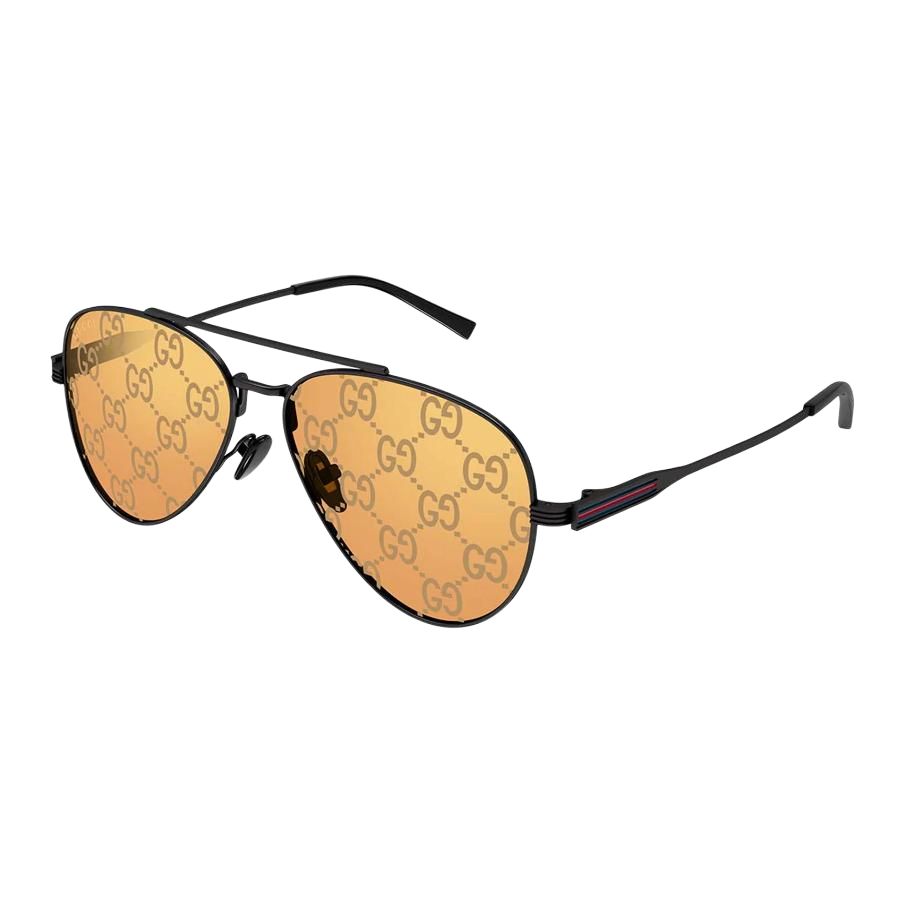 

GUCCI Full Frame Design Metal Aviator Sunglasses Men s Black 57 чёрный