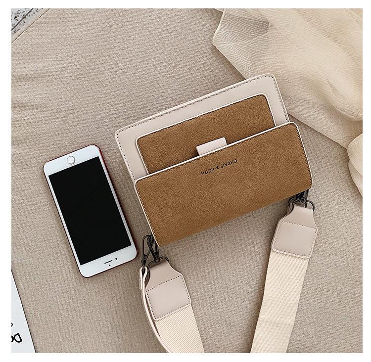 Yuezi Chic Damen 2025 Koreanischer Stil Kleine Quadratische Umhängetasche mit Breitem Riemen