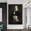 Europe French Style Popcorn Girl Posters and Prints Vintage Portrait Wall Art HD Pictures Canvas Painting Living Room Home Decor