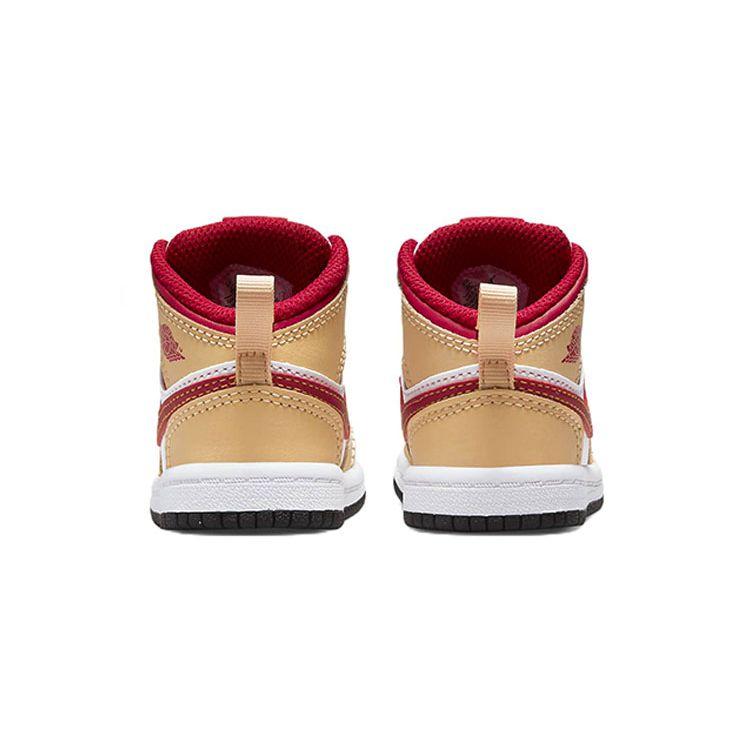 Jordan 1 Mid TD Toddler Beige Red White Sneakers 640735-201