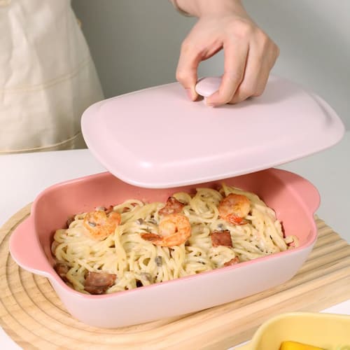 [Microwave Safe] Magnetic Pot, Heat-Resistant Ceramic, with Double-Handled Lid, Grilled Fish Plate, Oven & Microwave Cooker, Grill Plate for Steaming,