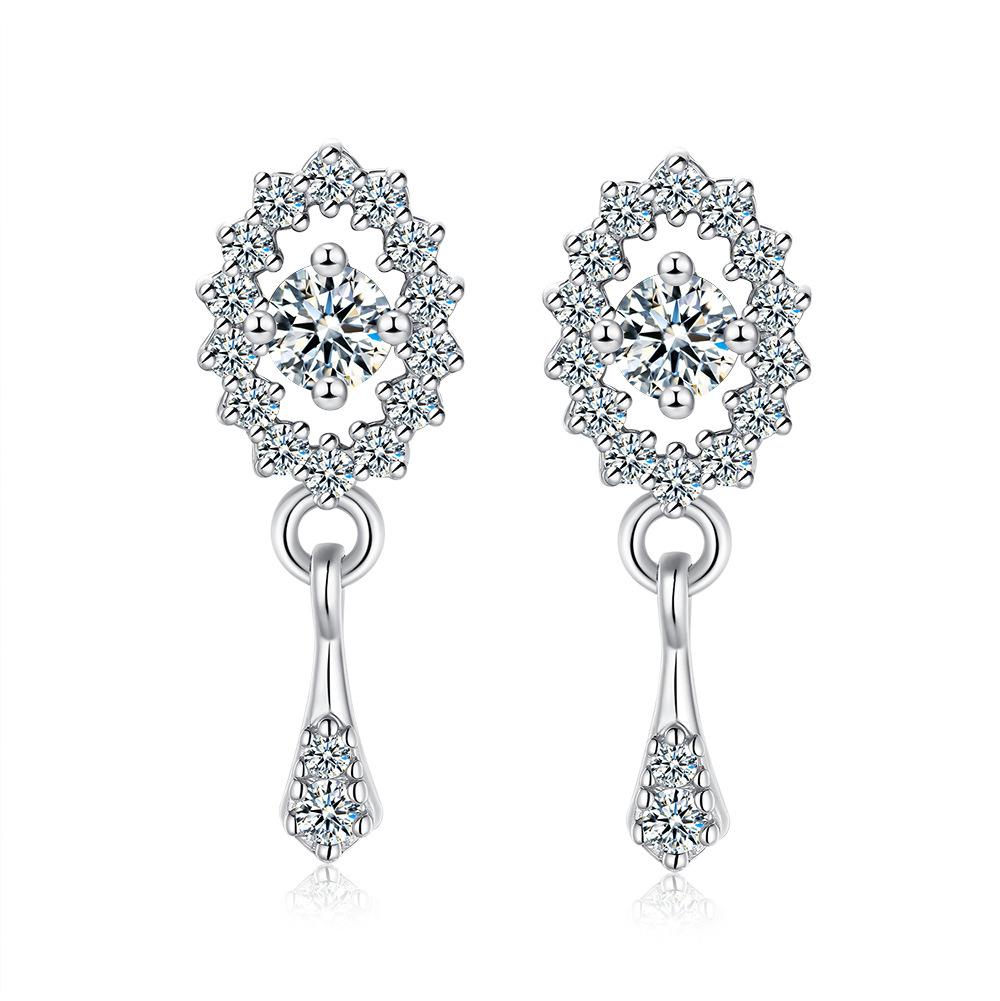 Rhodium Plated S925 Korean Earrings GRA Certificate Moissanite Silver Hoop Earrings Silver Jewelry for Women