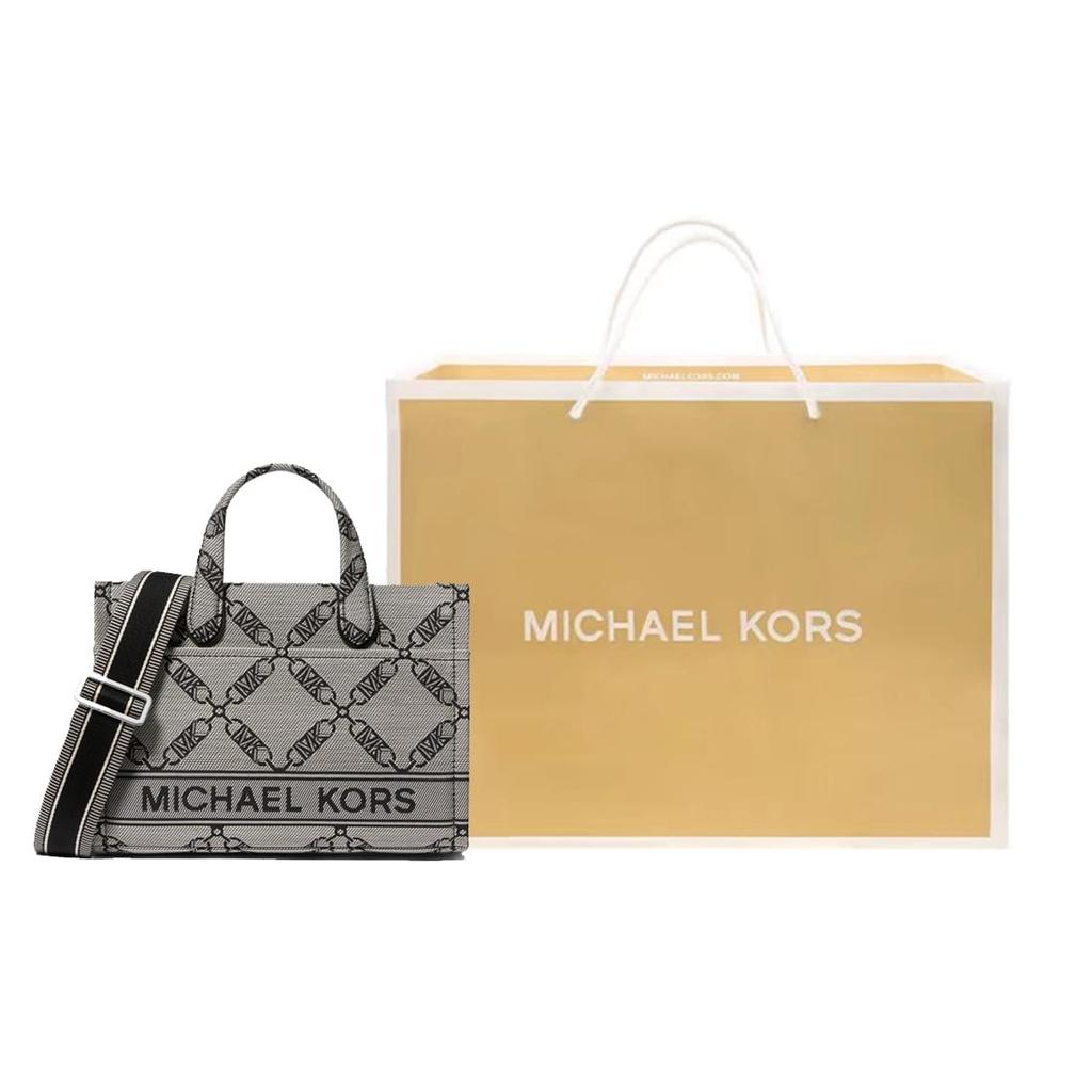 MICHAEL KORS Gigi Diamond Jacquard Tote Bag, Shopping Bag, Handbag Small Women's Gray & Black 30S3S3GM5J-006