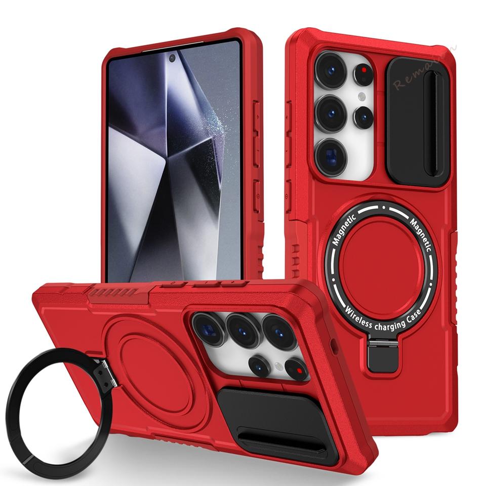 Stand Magnetic Case for Samsung Galaxy S24 S22 S23 S25 S20 S21 S26 FE Ultra Plus S26 Ultra Magsafe Shockproof Protector Cover