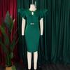 Women O Neck Dresses Ruffles Sleeve Diamond Plus Size Elegant Bodycon Package Hips Dress 2026