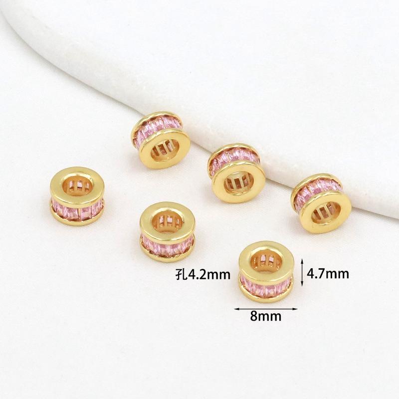 Farbechtheit k Echtgold mikro-eingefasster Zirkon Fassperlen Straße durchbohrt kleine Taille Kristallarmband DIY Perlenabstandshalter mit Perlen C