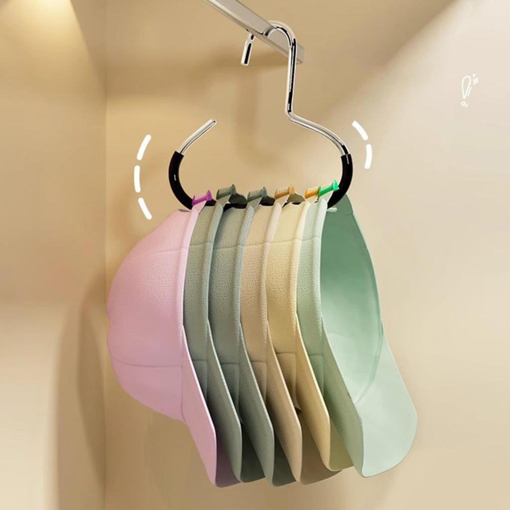 5pcs Baseball Cap Hat Rack Organizer Stainless Steel Hat Hanger Hanging Cap Holder Non-Slip Wall Mount Hook Organizer for Caps