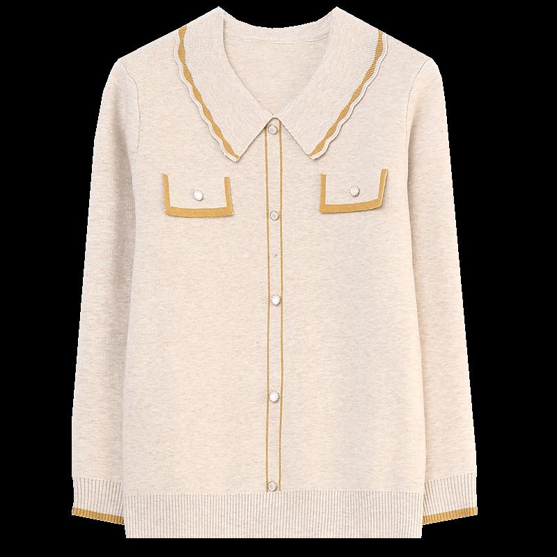 Middle-Aged Women's Elegant Lapel Knit Top