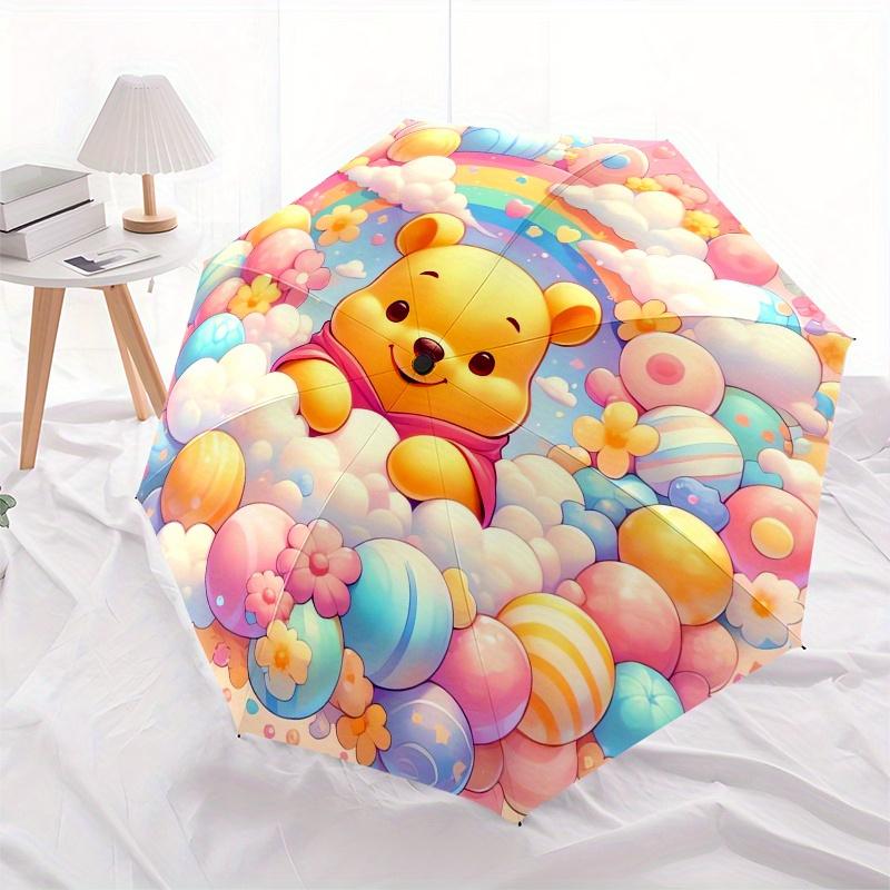 

Disney Winnie-the-Pooh,Rainbow,Clouds Manual Opening and Closing Umbrella - 8-Rib Reinforced Folding Design, Lightweight and Portable, Suita