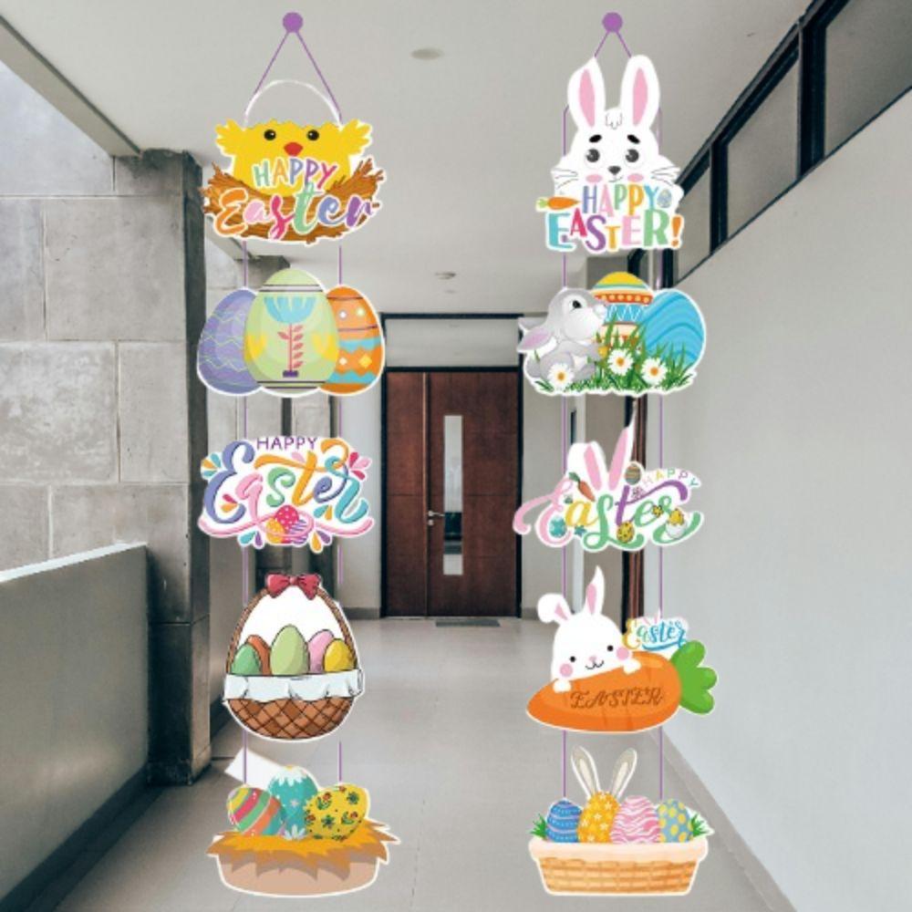Cute Easter Rabbit Door Pendant Cartoon Party Door Couplet Happy Easter Wall Decor  Kids Gift