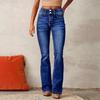 Damskie Jeansy Dzwony z Wysokim Stanem Średnio Elastyczne Prane Vintage Bootcut Jeansowe Spodnie Eleganckie Amerykańskie Codzienne Spodnie