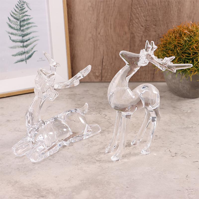 1Pc  Deer Figurines Desktop Ornament Transparent Elk Reindeer Sculpture
