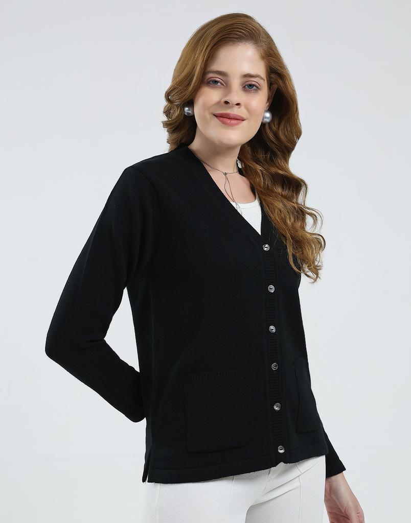 MONTE CARLO Women's V Neck Full Sleeves Cardigan