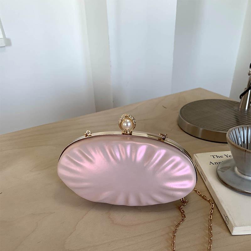 

Shell Egg-shaped Evening Crossbody Bags for Women Solid Color Ladies Chain Shoulder Bag Elegant Female Pearl Day Clutches Purse