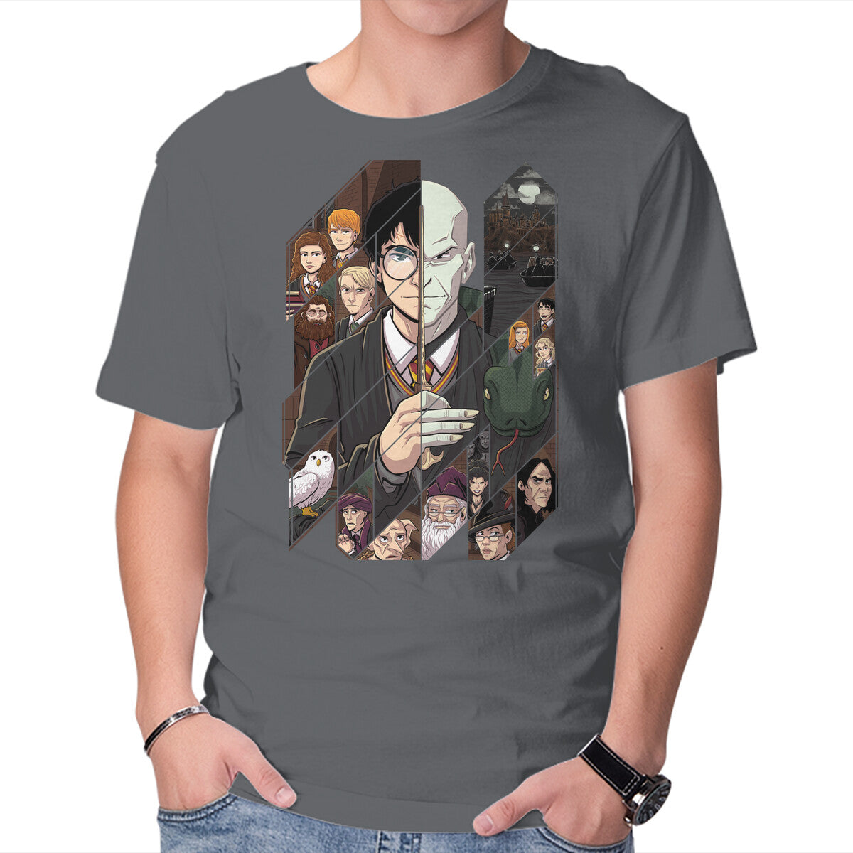 Unisex Crew Neck T-Shirt Magical Tiles Graphic Short Sleeve Casual Tee L