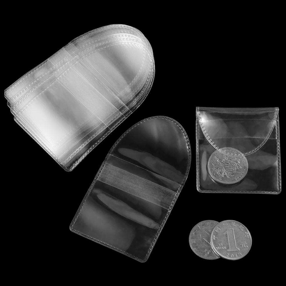 

20pcs Semi-circle Coin Storage Bag PVC Pocket Coin Sleeves Clear Plastic Sleeves Souvenir Coin 20pcs