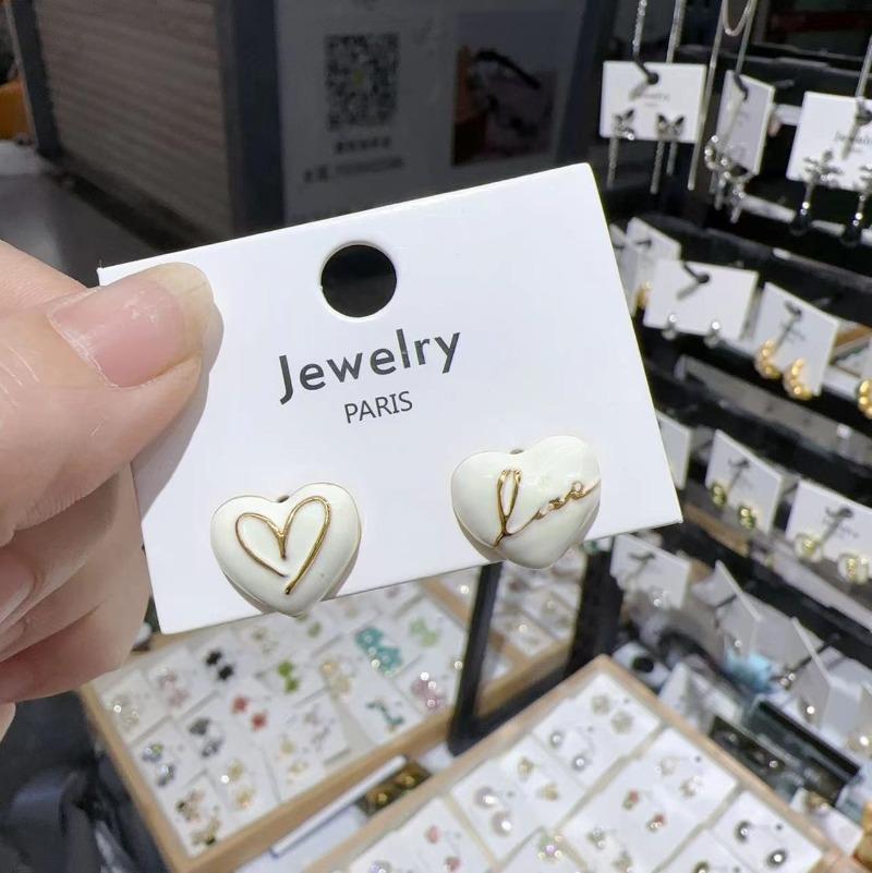 Vintage Drip Oil Bow Heart Stud Earrings for Women Girls Exquisite Metal Geometric Love Temperament Earrings Wedding Jewelry