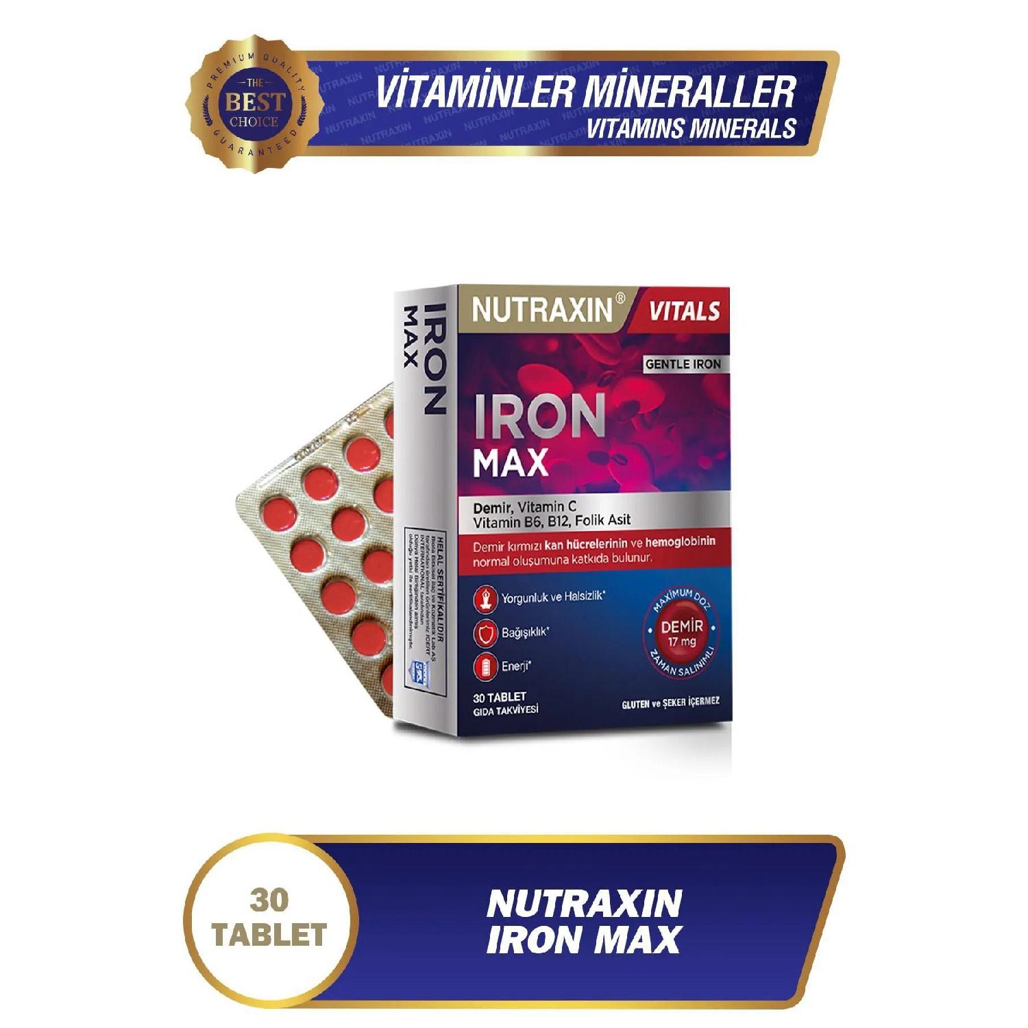 

Iron Max 17 Mg 30 Tablets - Iron, Vitamin C, Vitamin B6, Folic Acid, B12