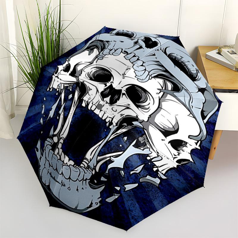 1pc Skull, Jawbreaker Fashionable Automatic Opening/Closing Folding Umbrella with 8 Bones, Windproof Portable, Daily Use22