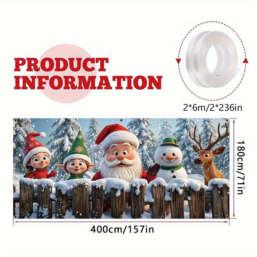 VIKAMA Christmas Winter Holiday Santa Claus Banner Christmas Banner Illustrated Design Festive Decor For Family Holiday Party