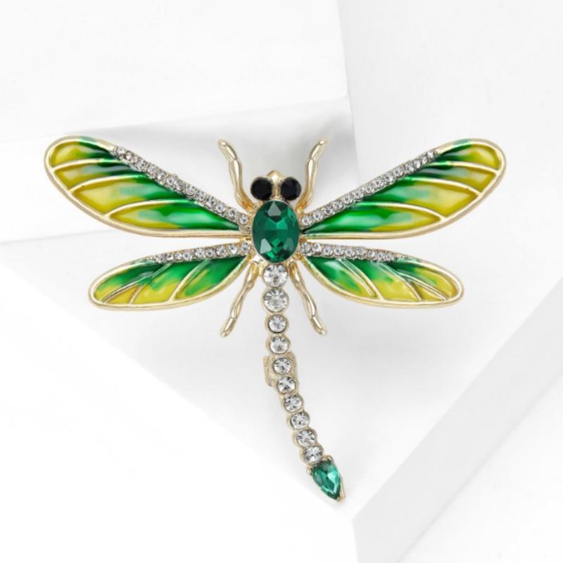 Fashion Alloy Enamel Dragonfly Brooch High-End Versatile Rhinestone Animal Brooch Women'S Clothing Corsage Jewelry Accessory
